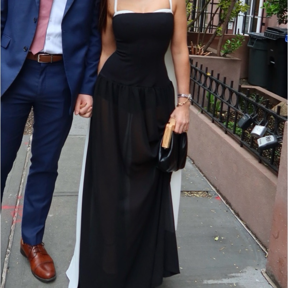 Elegant Black and White Evening Gown
